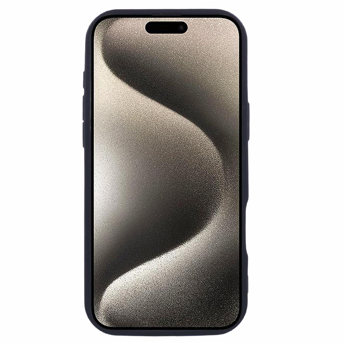 

For iPhone 16 Plus Case Grooved Design TPU Anti-Slip Phone Cover Black