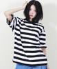Deumakeu Bold Stripe Oversized Short Sleeve T-Shirt Black