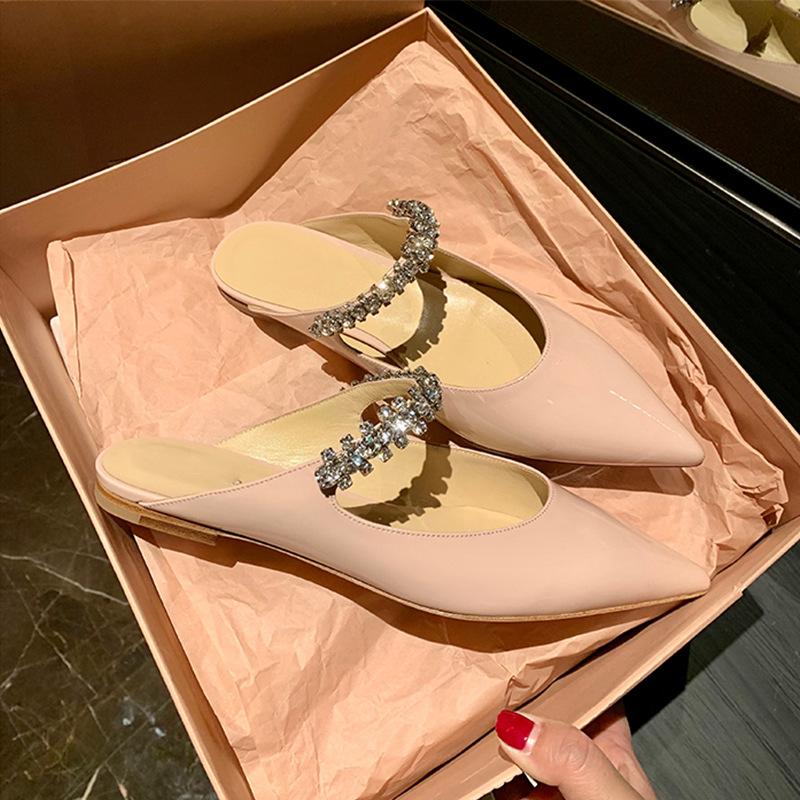 Fashion Slippers Women New Spring/Summer Sexy Diamond Shallow Mouth Pointed Flat Shoe Women's Slippers  Chaussure Femme