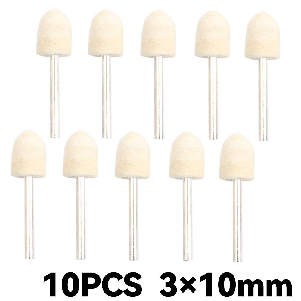 10Pcs/5Pcs Wool Felt Mounted Polishing Buffing Wheel OD 3-10mm Grinding Head for Dremel Drill Rotary Tool 3mm Shank