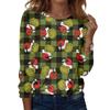 Women's Fashion Casual LongSleeve Print Round Neck Pullover Top Blouse