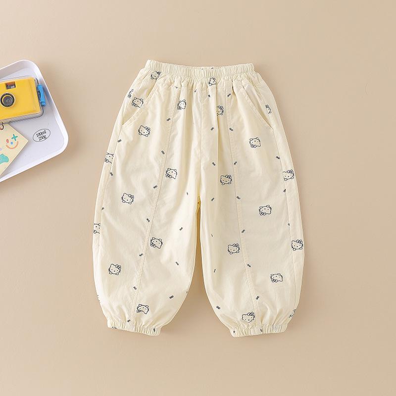 Summer 2026 Girls' Mosquito Repellent Cat Print Casual Pants
