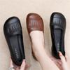 Size35-43 Spring Autumn Genuine Leather Soft Bottom Women Shoes Mom Women Slip-On Shallow Mouth Bow Casual Flat Black Work Shoes