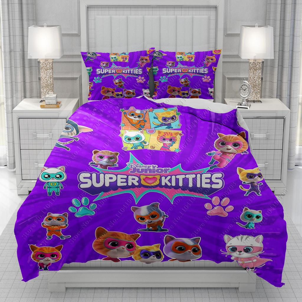 Super Kitties Duvet Cover Men women/Children KID Printing Cute Cartoon Bedding Set  Comforter Bed Soft