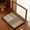 Jewelry Storage Box Vintage Earring Display Case Jewelry Box Walnut Wood Glass Multi-Compartment Velvet Lined Organizer Gift