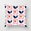 Nordic Pink Geometric Cushion Cover Home Decor Sofa Pillowcase Floral Print Soft Peach Skin Pillowcase