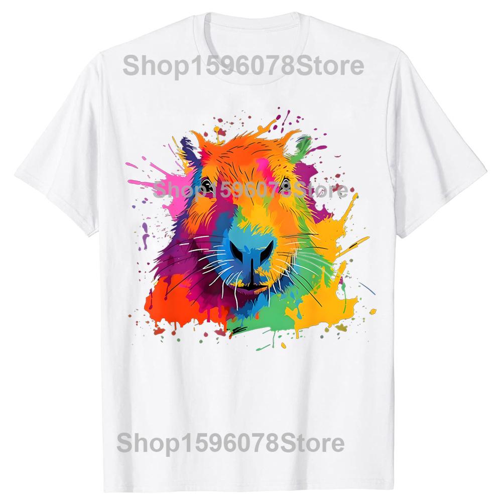 Funny Capybara Graphic 100 Cotton Tshirts Men Womens Fashion Print Tshirt Loose Oversized Streetwear Hip Hop Unisex T Shirt