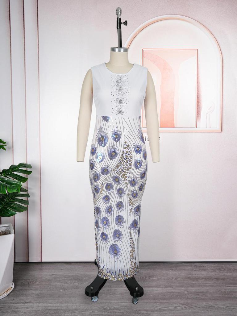 African Print Vest Dress: Women's Fashion Commuting Hip-Hugging Skirt, European and American Style.