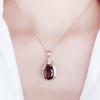 Exquisite Russian Purple Gold Inlaid Oval Redstone Pendant, High Design Temperament Color Gold Plated Rose Gold Necklace