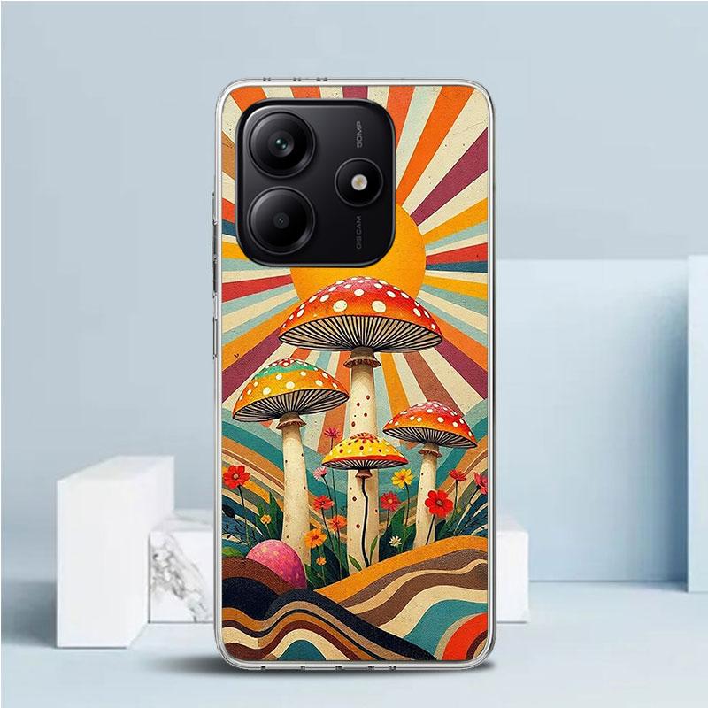 

Чехол-книжка в стиле Бохо Хиппи с рисунком Грибы Рассвет для Xiaomi Redmi Note 15 14 13 12 Pro Plus Чехол для телефона 14S 11S 11T 11E 10S 10 4G Рисунок S Redmi Note 14 5G