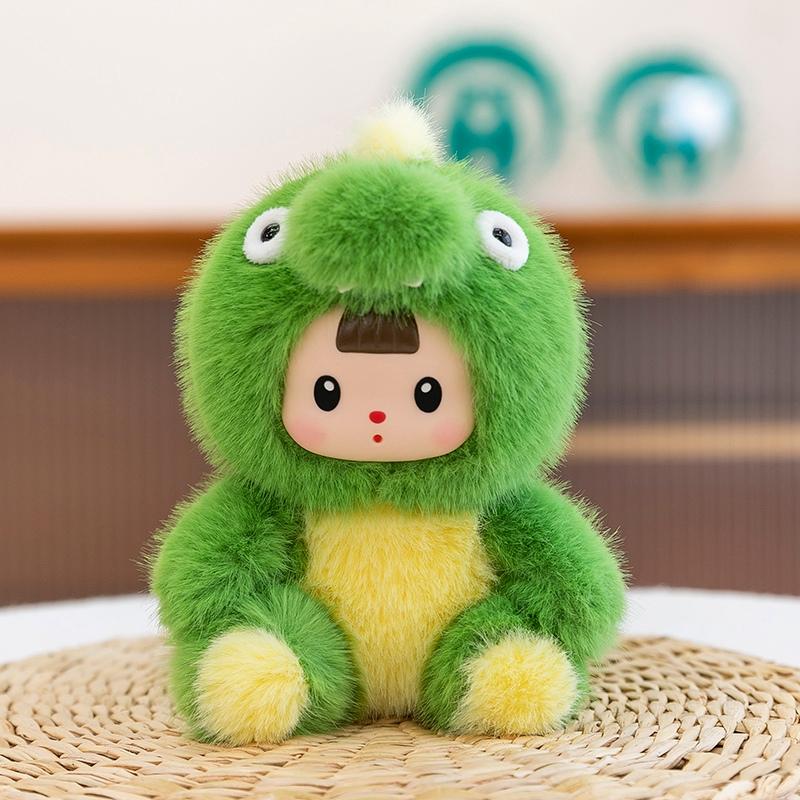17cm Soft Vinyl Face Plush Little Dinosaur Tomato Rabbit Raccoon & Strawberry Doll Cute Cartoon Animal Stuffed Toy 17cm