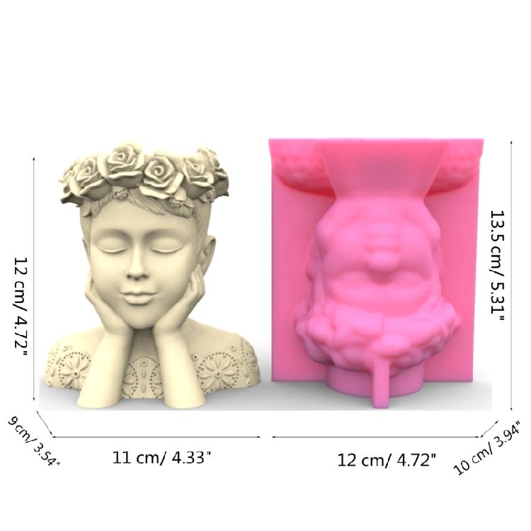 Wreath Girls Pen Holder Pot Mold Succulent Planter Silicone Mold for DIY Decor