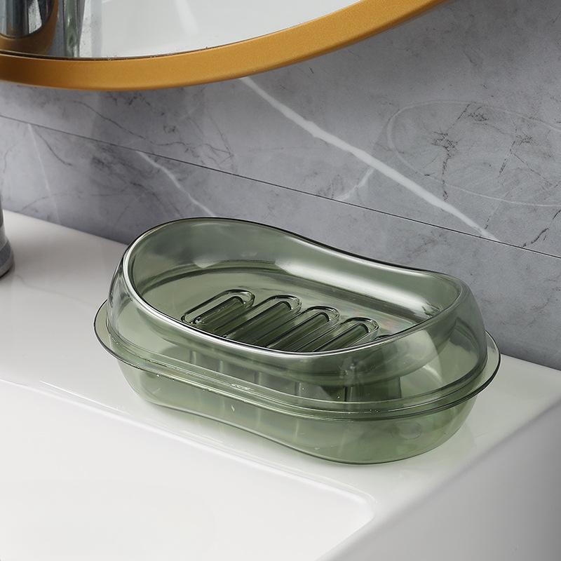 Transparent Double-layer Water-draining Soap Box Non-water-accumulating Sanitary Stand Soap Box Household Soap Box
