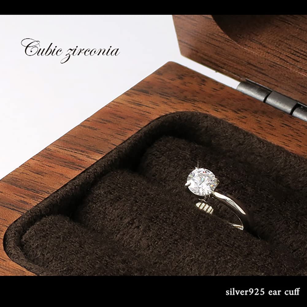 Shinjuku Gin no Kura Single Cubic Zirconia Silver 925 Ear Cuff (Single Ear) - Non-Pierced Earrings, Ear Clip, Simple Design