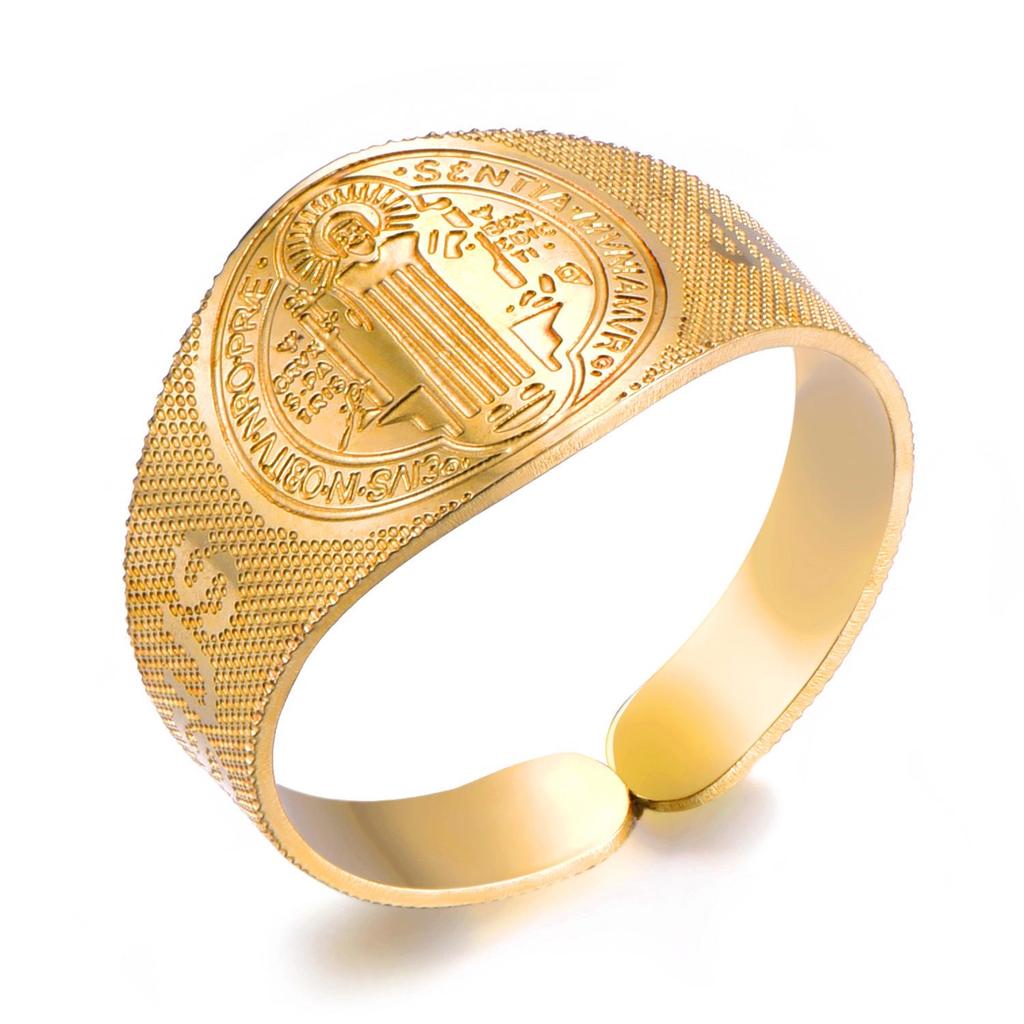 Open Design Hammered Exorcist Stainless Steel Retro Ring with Unique Personality