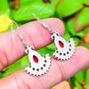 Natural Italian Red Coral Gemstone 925 Sterling Silver Earring 1.58" P9r40