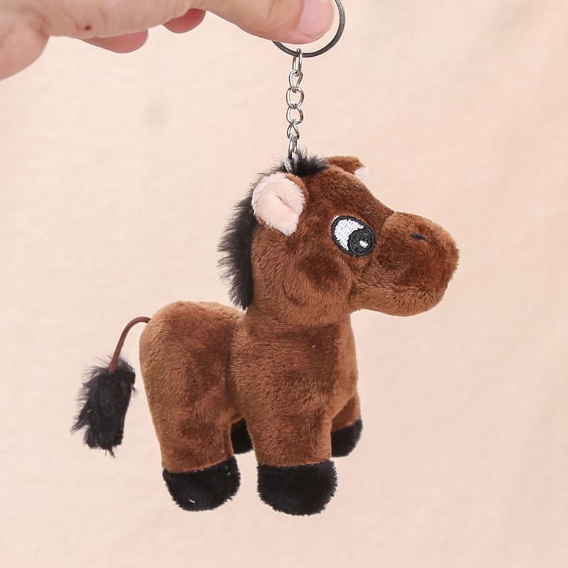 1Pcs Cartoon Pony Pendant Stuffed Animal Horse Plush Toy Key Ring Backpack Ornaments Hanging Decoration