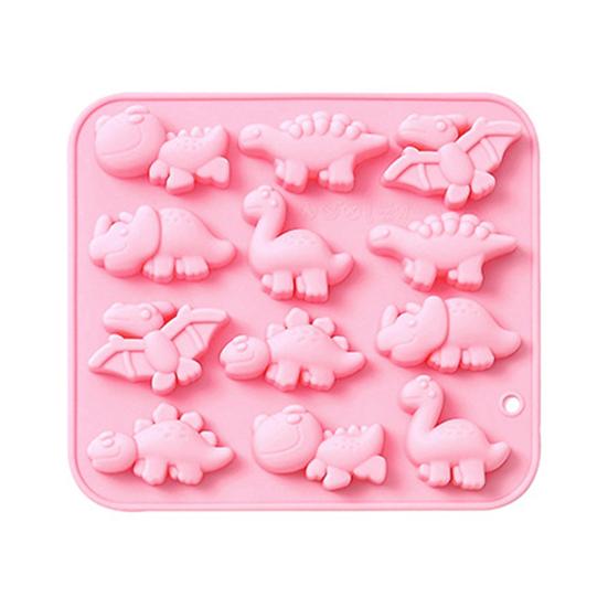 Ice Mold Silicone Tray 12 Cavity 6 Dinosaur Shapes Food Grade Flexible Maker Chocolate Ice Cubes Cake Making Kids Baking Supplies