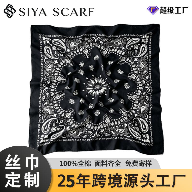 Cotton square scarf custom paisley scarf polyester cotton artificial cotton scarf head scarf custom pure cotton silk scarf to map customization