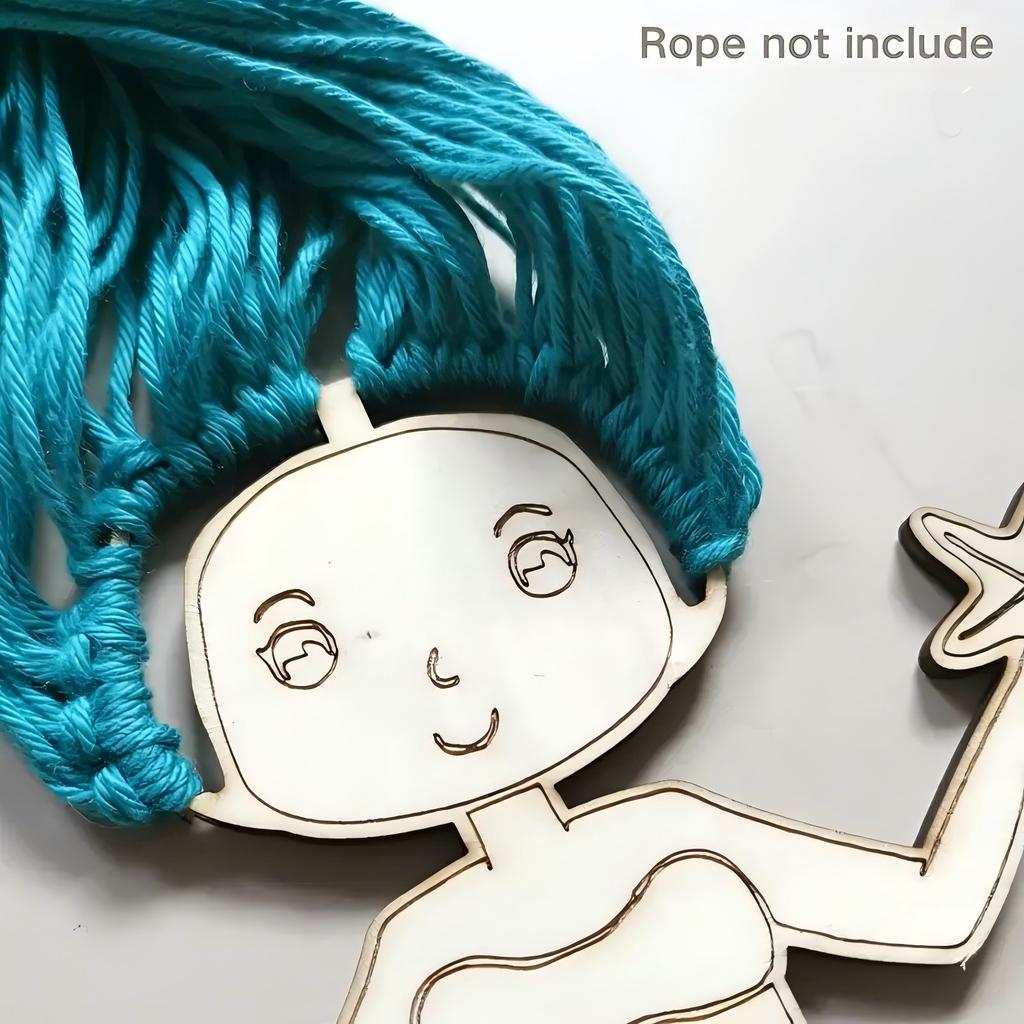 12pcs Mermaid Wooden Hanging Crafts Kit DIY Painting Birthday Coloring Set Ornament Knotting Gift Supplies