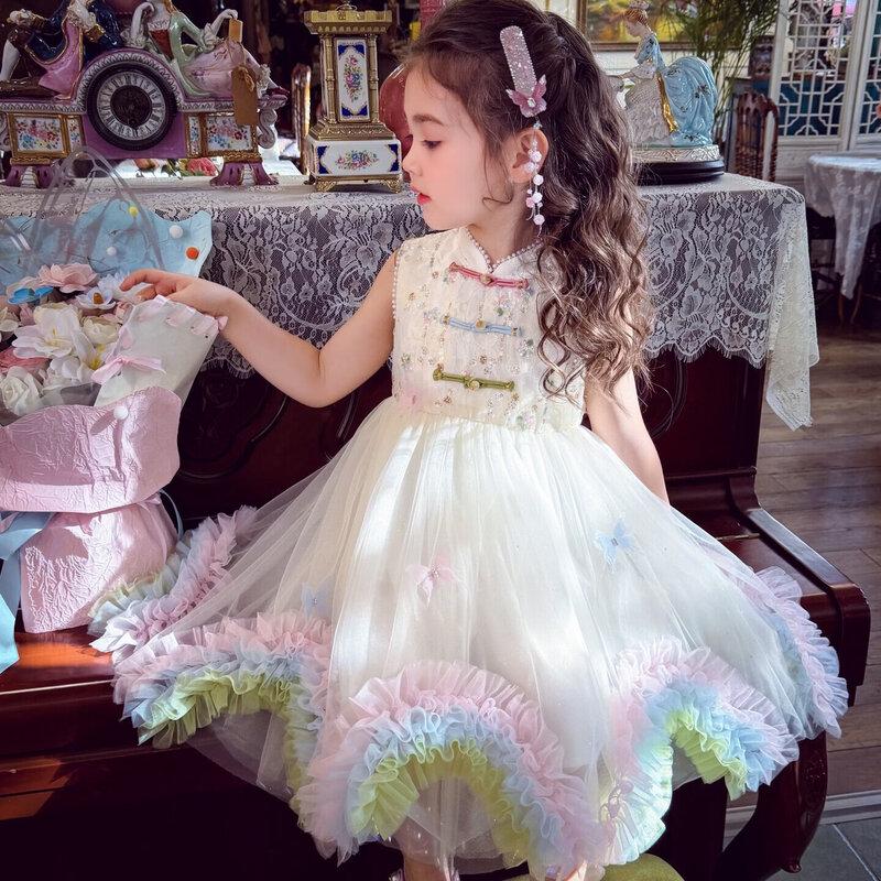 MIMIHELLO Girls  New Chinese Style Mesh Princess Dress 150