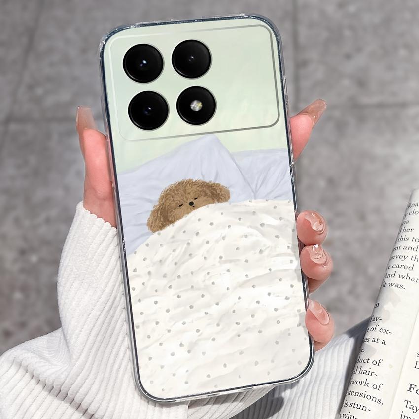 Case For Redmi K70e K60e K80 K70 K60 K50 K40 K30 K20 Pro K30i Cute Cartoon Piggy Pattern Phone Cover Transparent TPU Anti Fall Shell For Redmi Housing