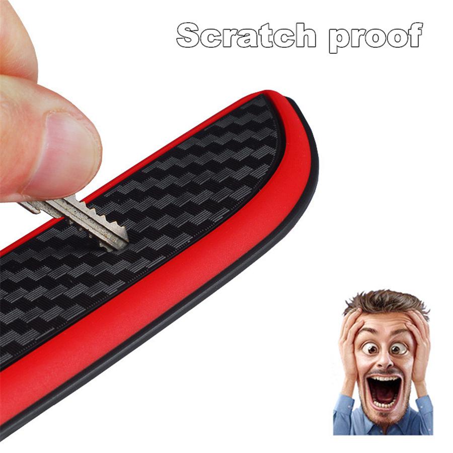 4PCS Carbon Fiber Color Universal Rubber Car Door Scuff Sill Cover Panel Step Protector Sport Style Bumper Corner Protector