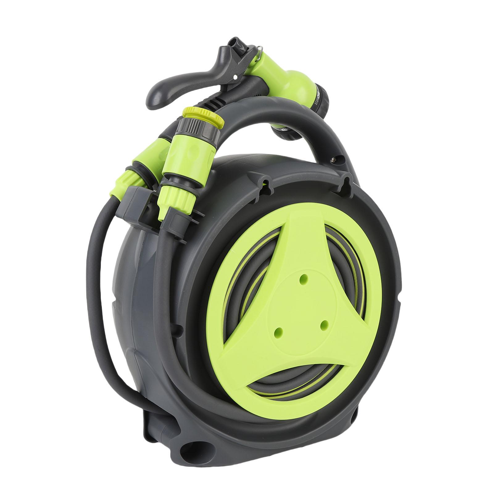 Portable Hose Reel Green High Efficiency Water Hose Reel with Spray Nozzle 39.4ft Water Hose for Garden