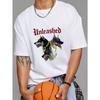Unisex T Shirt White Unleashed Wolf Heads with Chain Graphic for Casual Wear