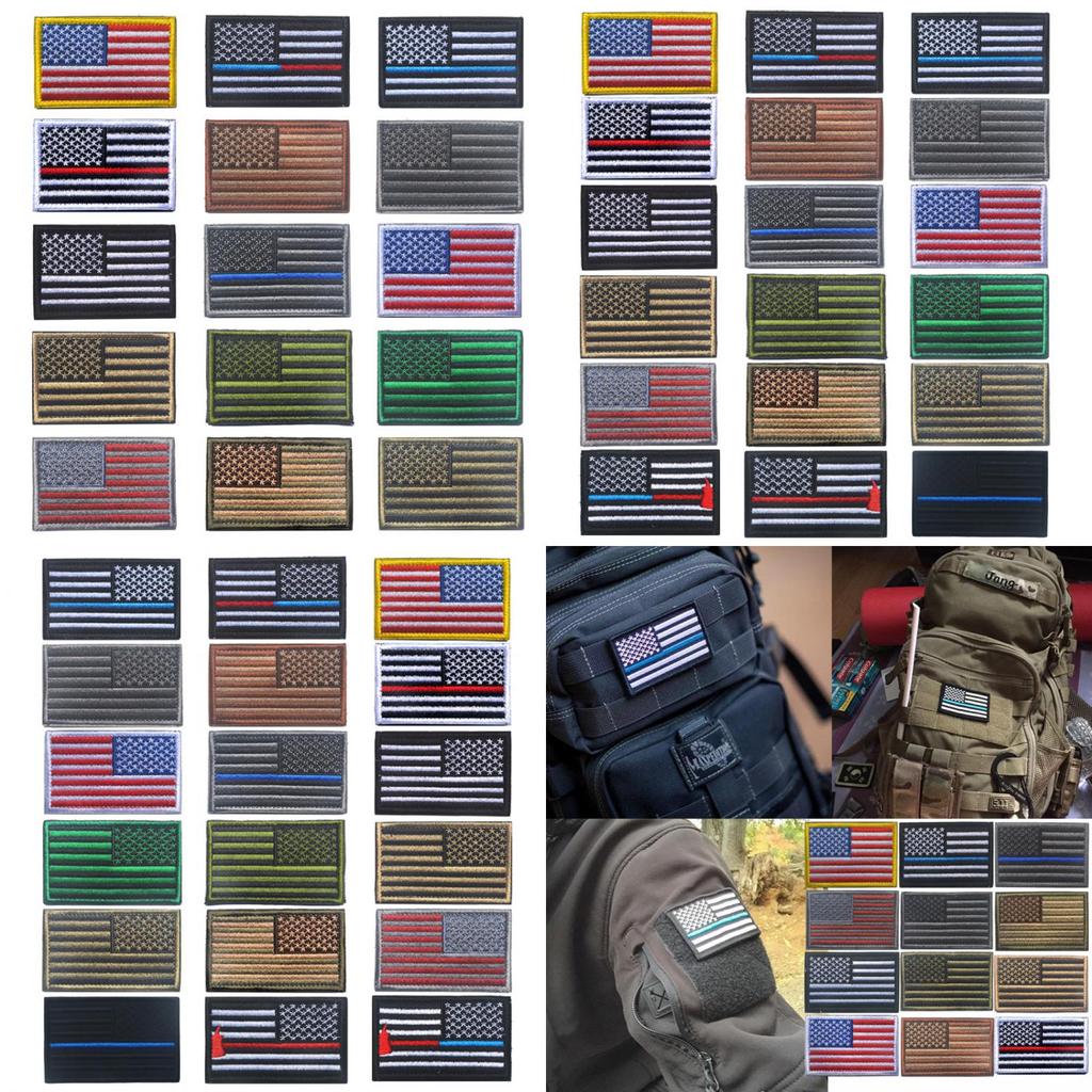 Amerikaanse vlag patch, geborduurd stoffen patch met klittenband, decoratieve badge voor buiten, geschikt voor kleding en rugzakken, 8 x 5 cm