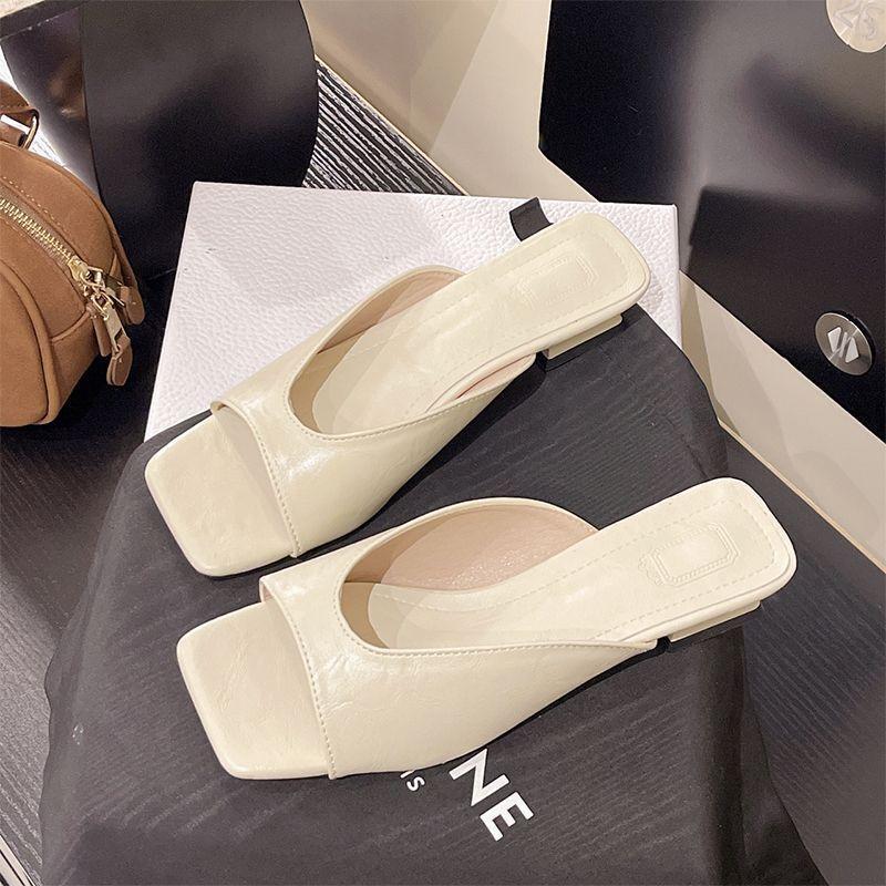 Low-heeled simple slippers open-toed with cool slippers for women's summer wear 2025 new slope heel heightening fish mouth sandals