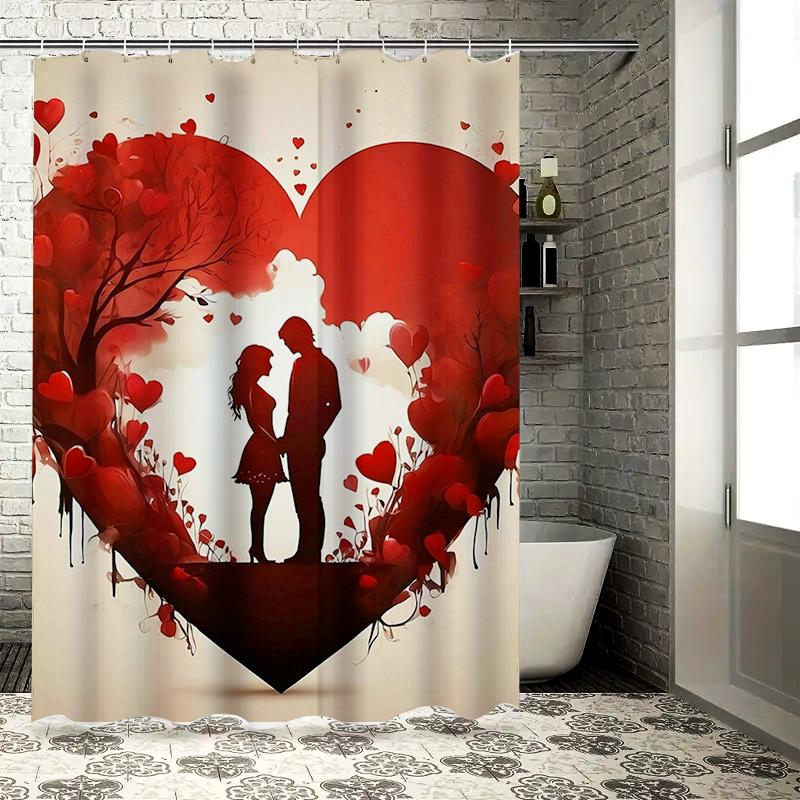 Romantic Heart Couple Artistic Waterproof Shower Curtain for Bathroom Decor, High-Quality Material and Easy to Clean
