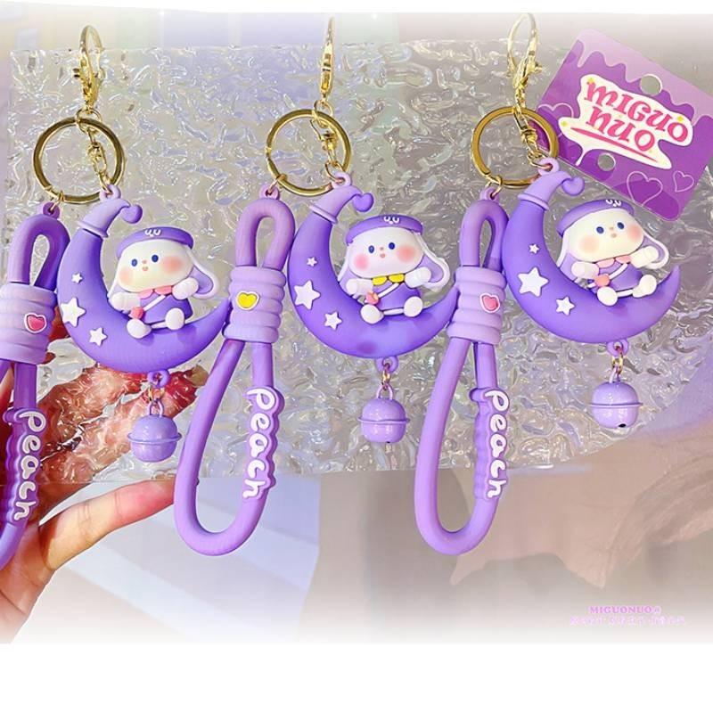 Moon And Star Rabbit Keychain Made Of Durable Pvc Material