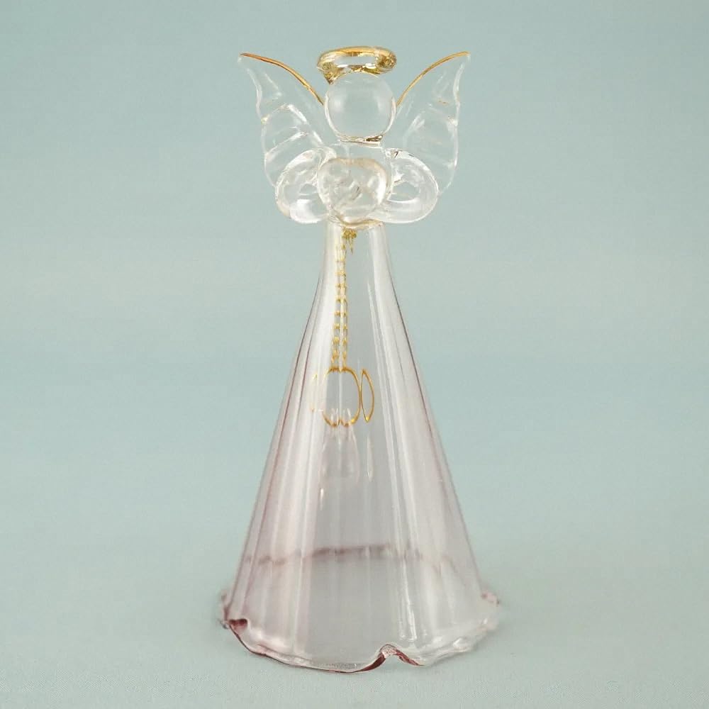 Fourcart Cute Handmade Glass Craft "Angel Bell" Pink x 6 Pieces