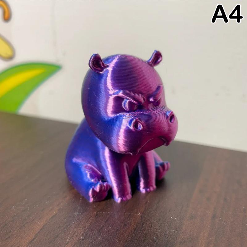 3D Printed Cute Hippo Figurines Hippopotamus Sculpture Desk Decoration Miniature Hippo Tabletop Statue Car Ornament