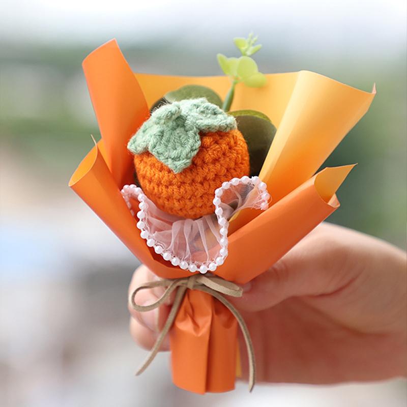 Puffs Crochet Flowers Pearl Mesh Packaging Artificial Flower Bouquets Hand Woven Flower