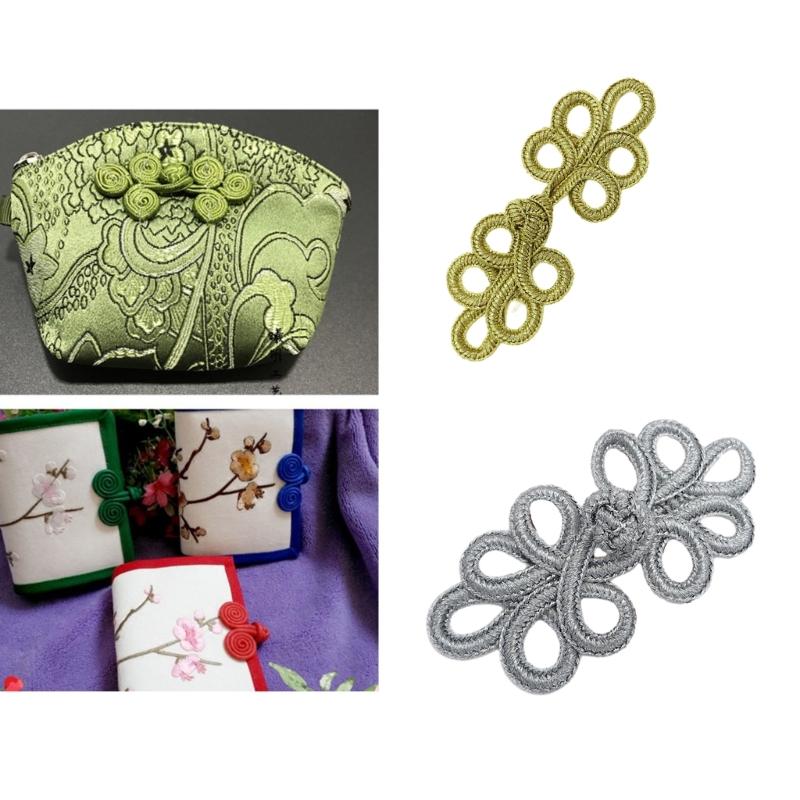 Five Leaves Shape Chinese Cheongsam Knot Button Closure Ribbon Gold Wire Fastener Hanfu Tang Shirt Suit DIY Sewing Craft