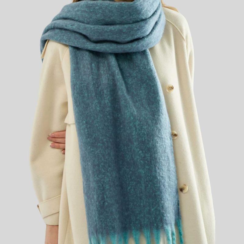 Scarf autumn and winter new women's shawl long tassel thick beard versatile thickened skin-friendly solid color scarf