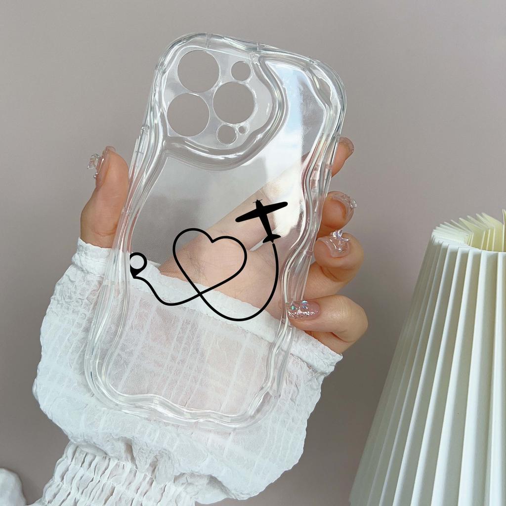 N68 Airplane flight trajectory art Soft Wavy Phone Cases for iPhone 14 Pro Max 13 mini 15 Plus XR 7 8 6 XS Max 12 11 Protective Bumper Cover