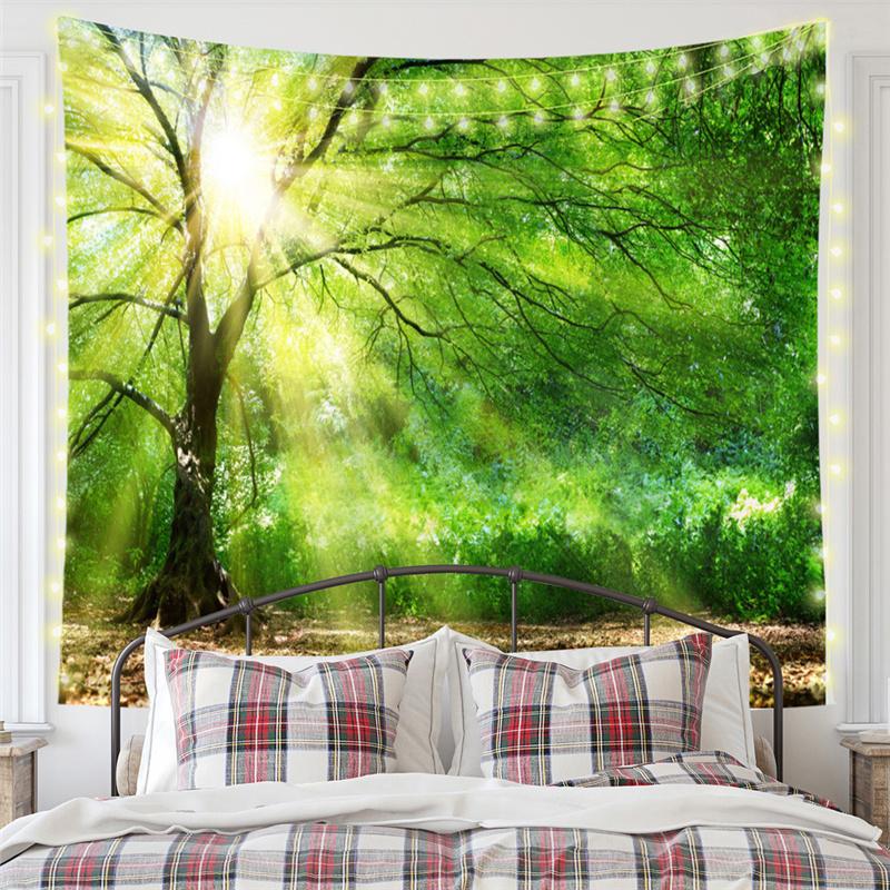 Nordic Nature Forest Landscape Mew Tapestry Background Cloth  HD Hanging Cloth Tapestry Home Decor