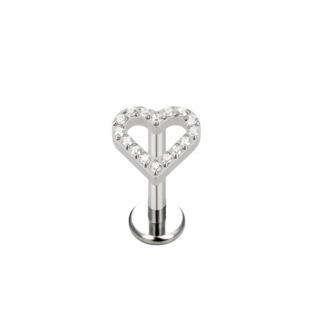 G23 Titanium Threadless Piercing16G/18G/20G  Heart Shape Flower Push Pin Labret Lip Ring Stud Piercing Earring Zircon