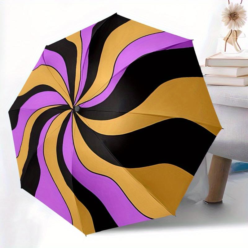 1pc Swirl Pattern Automatic Opening/Closing Folding Umbrella with 31 Ribs, Plastic Handle, Windproof Portable Sunshade Umbrella y250726071