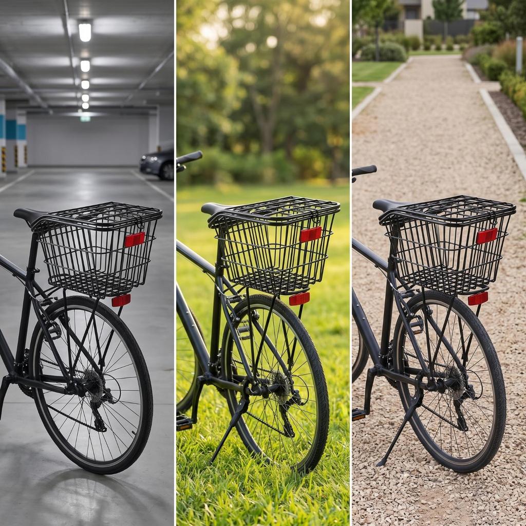 Bike Rear Rack with Basket Long-Lasting for Grocery Shopping, Commuters
