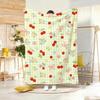 Art Illustration C-Cherry Floral Bow Throw Lightweight 240g Flannel Blanket Soft Skin-friendly for Summer Cooling