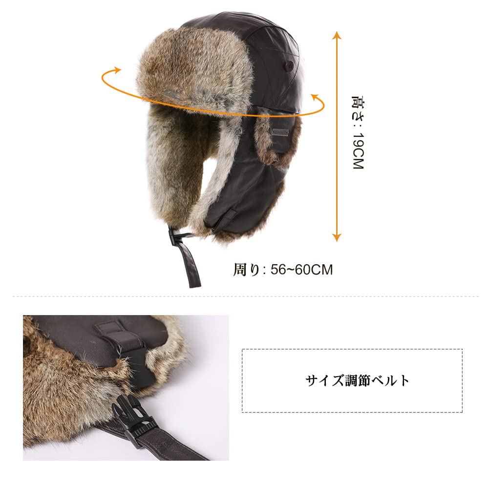 [SIGGI] Winter Aviator Hat with Ear Flaps – Waterproof Pilot Flight Cap for Men & Women, Warm Russian Trapper Hat for Ski, (Coffee, L)