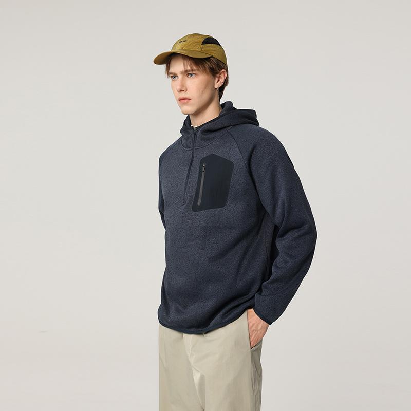 Men's Winter Sporty Loose-Fit Half-Zip Hoodie - American Mountain Style