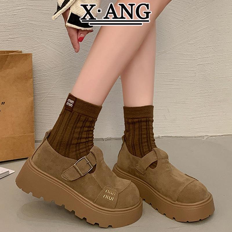 

Cowhide all-inclusive autumn new muffin thick sole is not tired, one pedal casual single shoes 40