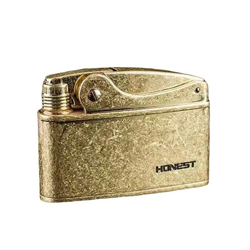 Retro Windproof Kerosene Lighter: One-Button Ignition, Ultra-Thin, Portable Design for Men