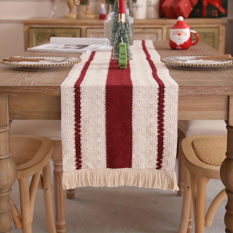Table Runner Dark Red Stripes Table Decoration for Home Party Festival