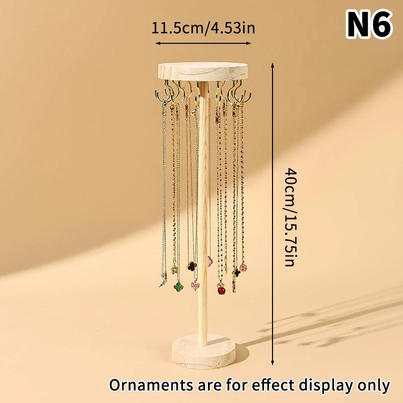 Necklace Holder Organizer Jewelry Tree Stand With 12/18 Metal Hooks Wooden Necklace Display Tower For Home Or Show Selling Use